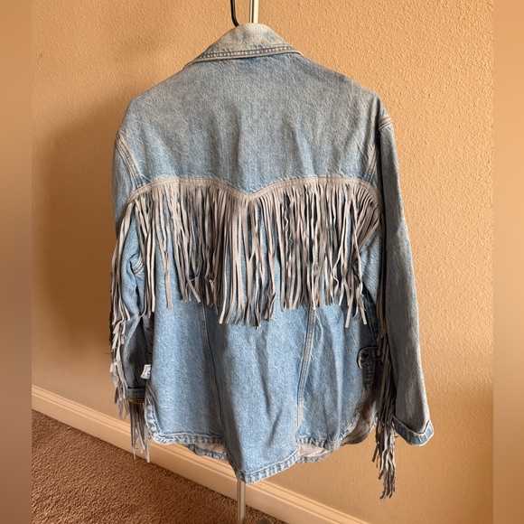 We The Free Light Blue Fringe Jean Jacket. Size small. - Picture 2 of 5